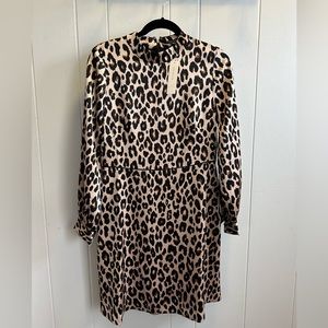 Ann Taylor Leopard Print long sleeve A-Line Women’s Dress. Size 6